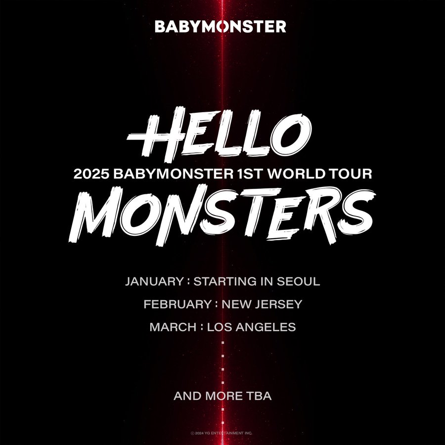 BABYMONSTER pôster da turnê HELLO MONSTERS